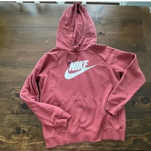 Nike Rose Pink Pullover Hoodie with White Swoosh